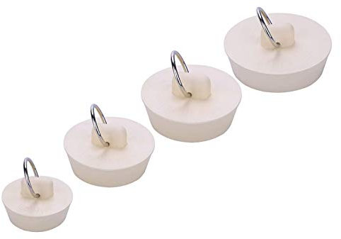 CICITOYWO Badewannen-Ablaufstopfen, 4 Stück Waschbecken-Stöpsel aus Gummi für Küche, Badezimmer, Wäschestange, Wasserstopper, Dichtung mit hängendem Ring für Duschhahnabdeckung, Poolstopfen und Kappen