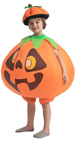 Spooktacular Creations Aufblasbares Halloween-Kostüm für Kinder, Kürbis-Kostüm mit Hut, aufblasbares Kürbis-Kostüm für Halloween-Ankleideparty