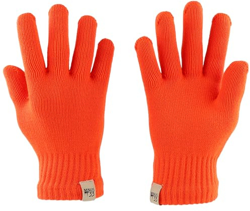 Minus33 Merino Wool Glove Liner - Warmer Baselayer aus Merinowolle - Gefütterter Skihandschuh - Leuchtend Orange - L