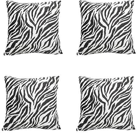 DREAMLANDING Kissenhüllen, bedruckt, quadratisch, weich, bunt, quadratisch, für Sofa, Terrasse, Stuhl, Schlafzimmer, Zuhause, Auto, 4er-Set (Zebra)