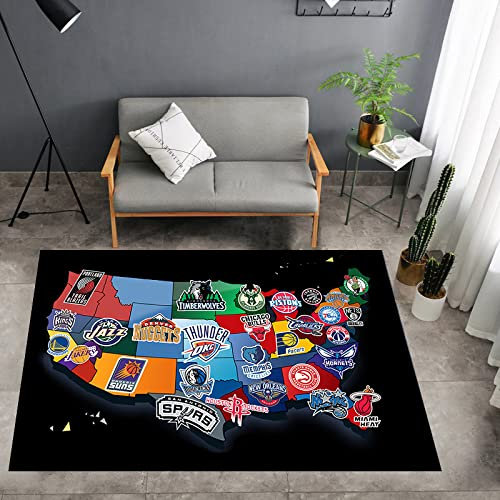 FTMGGDG Kreativer Teppich - NBA-Basketball Decken - Trendige Fußmatten für das Schlafzimmer von Jungen 160x230cm