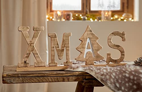 Dekoleidenschaft Schriftzug Xmas aus Holz im Shabby Look, Weihnachtsdeko, Deko-Buchstaben, Holzbuchstaben, saisonale Tischdeko, Dekoschriftzug, weihnachtsschmuck zum hinstellen, Holzschriftzug