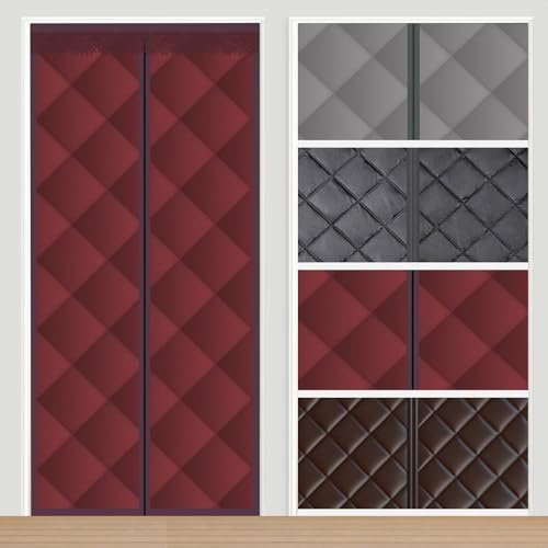 Ufamiluk Tissu Isolant Thermique Anti Froid en d'hiver Pas de Perçage Nécessaire Isolant Thermique Porte de Garage pour Porte de Cuisine Maison Garage d'entrée 145x215cm Rouge