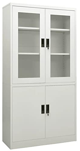 Chusui Büroschrank, Aktenschrank, Werkzeugschrank, Metallschrank, Stahlschrank, Kellerschrank, Universalschrank, Lagerschrank, Hellgrau 90x40x180 cm Stahl