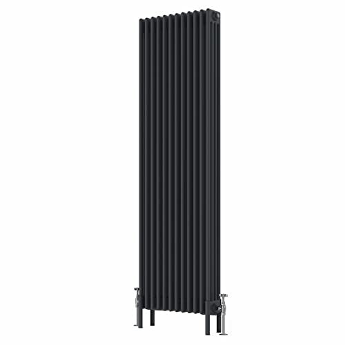 WarmeHaus 1800x560mm Vertical Traditional 4 Column Anthracite Cast Iron Style Radiator Central Heating