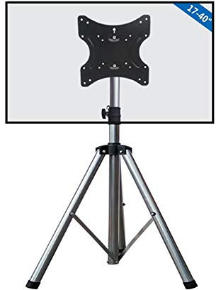Tv Floor Stand One for All Universal Tripod TV Stand – Screen Size 32-55”- LCD/LED/Plasma TVs – 360° Swivel and Height Adjustable – VESA 400x400 (Color : Silver) Happy house