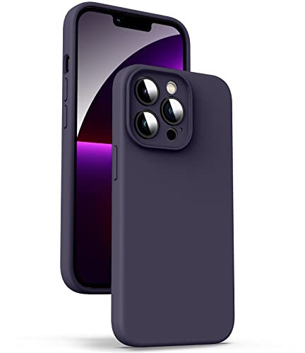 Supdeal Liquid Silicone Case for iPhone 13 Pro Max, [Camera Protection] [Anti Fingerprint] 4 Layer Phone Case Protective Cover, Built-in Microfiber Case Cover, 6.7, Dark Purple