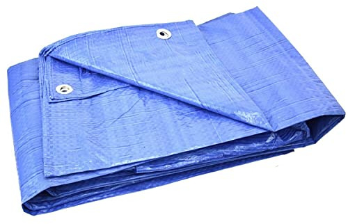Tarpaulin Regular And Heavy Duty Waterproof Cover Tarp Ground Sheet Multi Sizes Transparent Blue Silver Clear Camo Army (Blue (70GSM), 8 x 10 m)