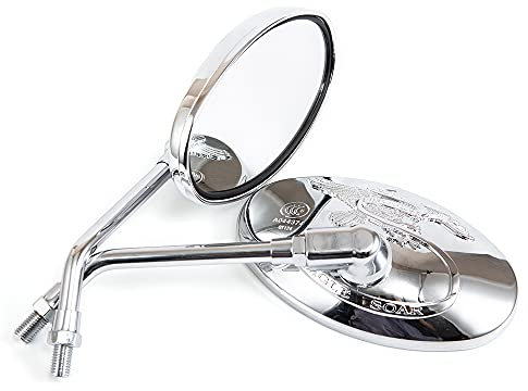 APEBAZY Universal Motorcycle Mirrors Oval Chrome Rearview Mirrors 10MM Motorbike Side Mirror FOR xt 600 virago 125 535 1100 vmax 1200