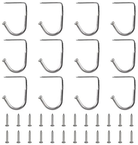 UFURMATE Under Cabinet Hook, 12Pcs Under Cabinet Mug Holders Metal Under Shelf Coat Hooks Utensil Storage Hangers for Kitchen Bathroom Cabinet (Galvanized Silver)
