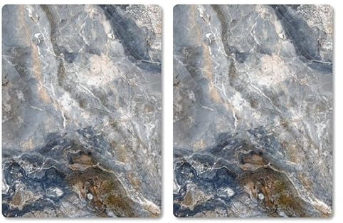 Pagnanno Hob Covers Chopping Board Pack of 2 - Versatile Kitchen Board Glass Worktop Savers - Heat Resistant Sink Boards, Worktop Protectors - Marble Effect Grey (Design 5, 50x40CM)