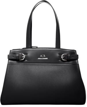 Armani Exchange Women's Essential, Milano 91, Double Bucke Tote L, Black