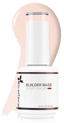 Nicedeco 8 in 1 Builder Base Strengthening Gel 15ml, UV/LED Clear Building Nail Gel in a Bottle for Hard Strong Nails Tips & Extensions, Gel Polish Nail Repair Nail Strengthen 005