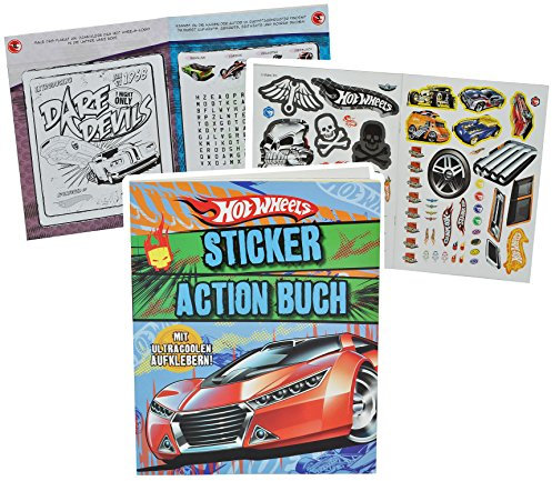 Rätsel Buch/Sticker + Bastelheft mit Sticker + Rätsel - kompatibel mit Hot Wheels Auto - zum Malen und Spielen - Tiere - Aufkleber für Jungen HotWheals Fahr..