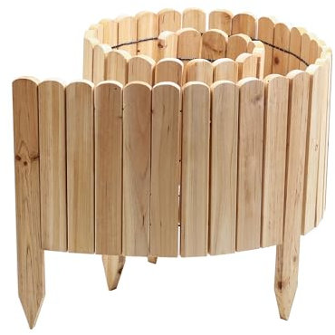 Gartenwelt Riegelsberger Rollboarder Natur Länge 203 cm Zaunhöhe 30 cm Holzzaun Mähkante Rasenkante Tannenholz