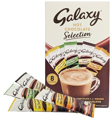 Hot Chocolate Gift Set for Christmas - Box of 8 Instant Hot Chocolate Sachets 4 Flavours Multipack 200g with Topline Card for Christmas Gifts, Stocking Fillers