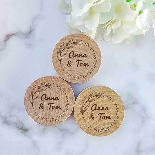 DISOK Lot de 20 décapsuleurs en bois personnalisés - Ouvre-bouteilles avec phrase, logo, texte pour cadeaux de mariage, communion, cadeaux originaux