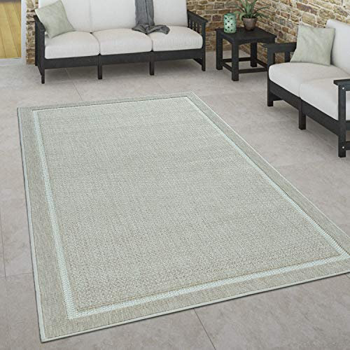 Paco Home Outdoor Teppich wetterfest Skandinavisch für Terrasse, Balkon & Garten pflegeleicht & robust Modernes Design Indoor & Outdoor geeignet, Grösse:240x340 cm, Farbe:Beige 2