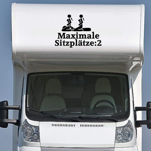 Rakelfix Wohnmobil Wohnwagen Aufkleber Lustige Strichmännchen ca 120cm Maximale Sitzplätze Sticker Camping Urlaub Womi Wowa
