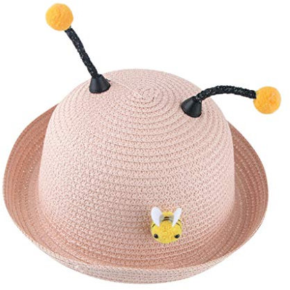 Dinnesis Sommer Kinder Mütze Strohhut Comic-Hut Kinder atmungsaktive Junge Mädchen Kindermütze Baby Dreieckstuch Mädchen Mütze (Hot Pink, One Size)