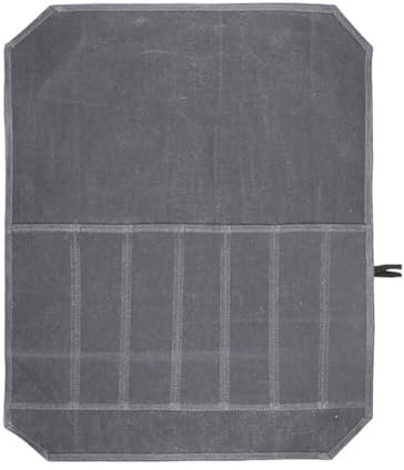 Knife Roll, Knife Bag with 7 Slots, Heavy Duty Waxed Canvas Knife Case, Portable Chef Knife Roll Bag For Kitchen Cooking.Cutlery Knives Holders Protectors For Travel & Camping (Gray)