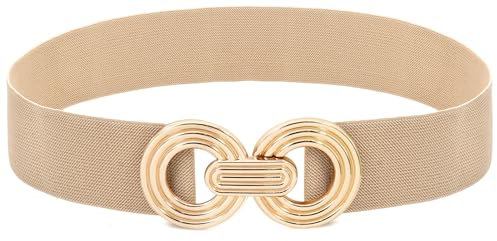 LIMHOO Damen Breite Elastische Taille Gürtel Mode Stretch-Bund (P19519 Khaki XXX-Large)