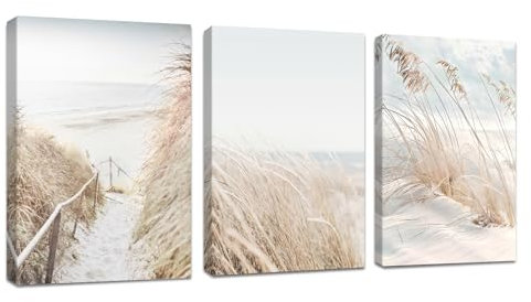 3Pcs Paysage de neige de la plage Tableau Décoration Murale Salon Boho Botanique Impression sur Toile Image sur Toile Abstraite Peintures sur Toile Décoration Murale pour Chambre Maison 40x60cmx3