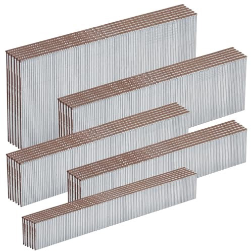 SITLDY 18 Gauge Galvanized Brad Nails Brown T-Head 5 Sizes 1500-Pack (5/8+3/4+1+1-1/4+2),300 per Size, Assorted Size Project Pack, for Pneumatic, Electric 18GA Brad Nailer Gun