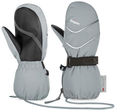 Unigear Skihandschuhe Kinder Fäustlinge wasserdicht und Winddicht, Schnee Fausthandschuhe atmungsaktiv, Thermo warme Winterhandschuhe für Jungen und Mädchen von 2 bis 8 Jahre