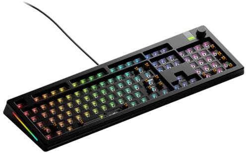 Glorious Gaming GMMK 3 PRO Barebones: Tastaturset mit Knopf, anpassbares modulares Aluminiumgehäuse & Dichtungssystem, Hot-Swap 100% Tastatur, Schalldämmung, Alu-Schalterplatte, ANSI/USA - Schwarz