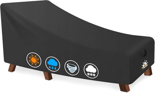 Zettum 160 cm Abdeckung für Sonnenliege, 600D Oxford PU Beschichtung Gartenliege Abdeckung, Wasserdicht und UV-beständige Abdeckhauben für liegen, Liegestuhl abdeckplane (162 x 76 x 76 cm)