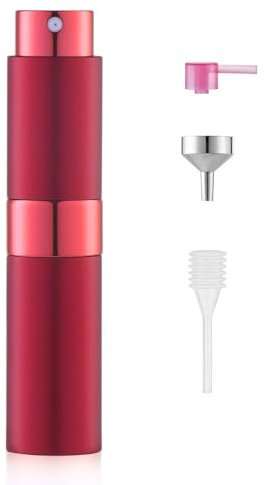 Toureal Aluminio 8ml Atomizador Perfume Recargable, Perfumador Dispensador de Viaje, Spray Pulverizador Pequeño para Colonia (Vino Tinto)
