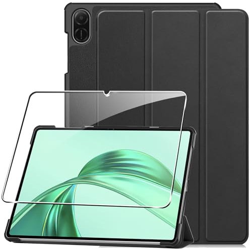 Cover per Honor Pad X8a / X8b 11 custodie +1 Pezzi Vetro Temperato,Gomma Protezione Protettivo,Ultra Sottile Antiurto Anti-Graffio TPU Flessibile Case -Nero