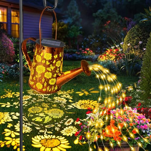 Vcdsoy Solar Watering Can Lights, Sunflower Gifts for Women Mom Grandma Birthday, Large Hanging Solar Lantern Waterproof Outdoor Garden Decorations for Yard Porch Landscape Patio Backyard Pathway