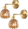 TOKTOP Lot de 2 Applique Murale Intérieure avec Interrupteur Abat-jour en Verre Lampe Murale Fleur Luminaire Lampe Applique pour Salle de Bain Salon Chambre Cuisine, Ambre