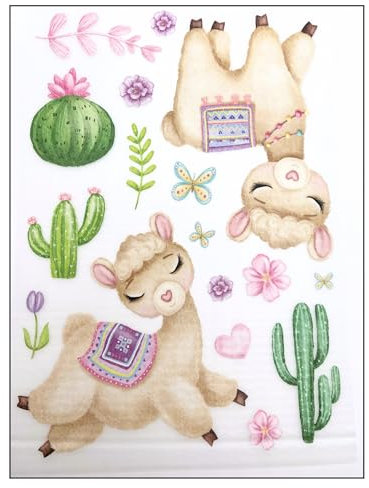 Bügelbilder Set für Textilien DIN A4 Kinder Mädchen Jungen Dino Einhorn groß klein Aufbügelbild zum aufbügeln (25 - Süße Lamas)