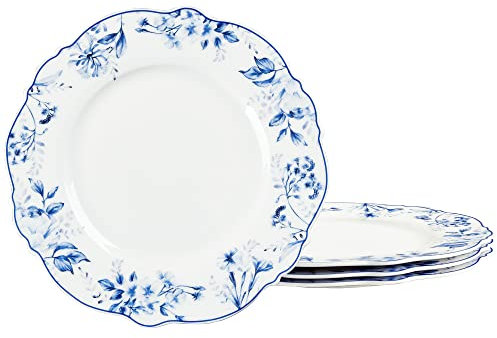 Elegante set di 4 piatti da dessert in porcellana con fiori azzurri 20,8 cm perfetti per antipasti, torte frutta e tazze eleganti stoviglie per ogni occasione