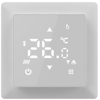WARMON Design Touchscreen Temperaturregler, Smart Thermostat TS100 WiFi für elektrische Fußbodenheizung Amazon Alexa & Google Home, Color_New:Weiß