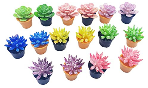 HIAKDOFT 1 Set Succulente in Miniatura Camera Piante Grasse Finte Finto Ulivo Home Decor Decorazione Casa Pianta Finta in Miniatura Di Piante Grasse in Miniatura Resina 16 Pezzi