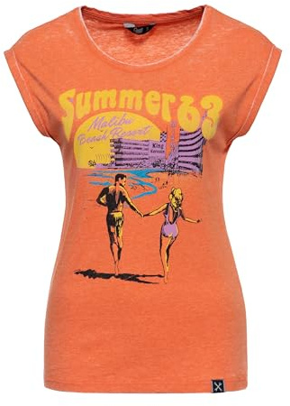 Queen Kerosin Damen T-Shirt · Printshirt · Vintage · Roll-up · 60s · Retro · Rockabella · Rockabilly · Slim Fit · Elastisch · Rundhals · Kurzarm · Summer 63