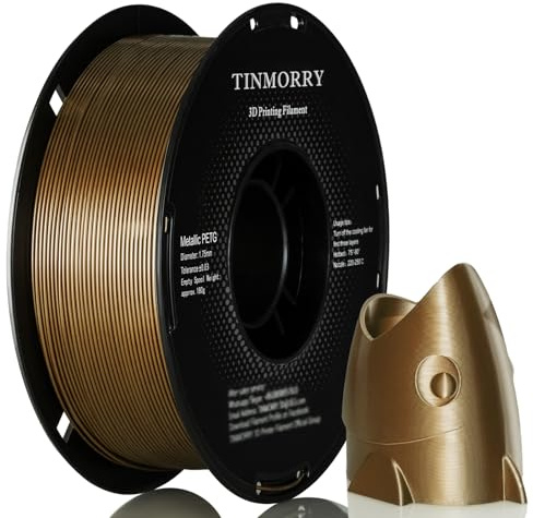 Metallisch PETG Filament 1,75 mm, TINMORRY PETG 3D Druck Filament, PETG mit einer schnellen Fließrate, kompatibel mit Bambu Lab FDM 3D Drucker, 1 kg, 1 Spule, Metallisch Bronze