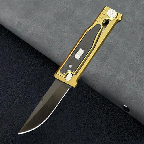 Klappmesser Taschenmesser EDC Messer D2 Stahlklinge Einhandmesser Aluminium G10 Griff EDC Tool für Outdoor Camping Wandern (Gelb)