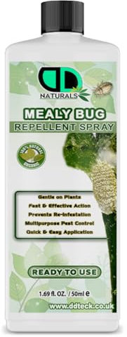 DD Teck 100% Natural Mealy Bug Repellent & Killer Spray – Organic, Fast-Acting Essential Oil Insecticide for Houseplants & Gardens – Pet Safe, Humane, Eco-Friendly (50ml)