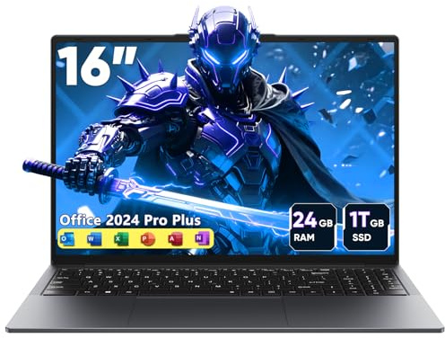 BWPED 16 Core i5 Laptop, 24GB RAM, 1TB SSD, MS Office 2024, IPS(1920 x 1200) 16:10 Display, Windows 11 Pro Notebook Computer with BT5.0 Wi-Fi, 3xUSB A, HDMI, RJ45, Backlit Keyboard, Space Grey