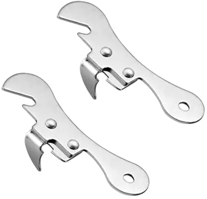 2 x silberner Edelstahl-Dosenöffner, manueller Dosenöffner, multifunktionales Küchenzubehör, manueller Dosenöffner, manuell