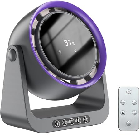 Desk Fan Rechargeable with Remote & LED Display, 5400mAh USB Desktop Fan, 5 Speeds, 120° Adjustable Tilt, Timer & Sleep Mode, Night Light, Small Table Fans for Bedroom Office Home Kitchen Camping