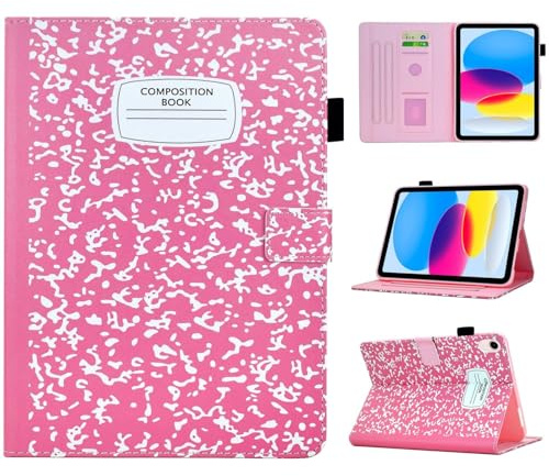 Case for iPad A16 11th Generation 11 inch 2025/iPad 10th Gen 10.9 inch 2022 | Pink NoteBook iPad A16 Case, Multi-Angle Stand Cover for 10th Generation iPad 10.9 Case, Elastic Pen Holder, Auto Wake/Sleep