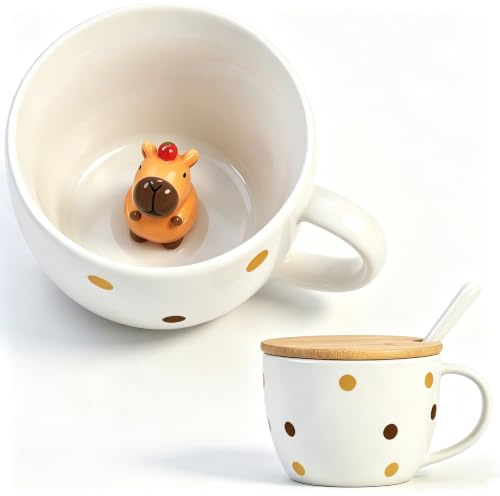 Capybara Gifts for Women Coffee Mugs Birthday Friendship Gifts Autumn Decor | Funny Mugs Capybara Stuff Cute Mug with Lid Tea Cups Kawaii Christmas Xmas Gift for Girls Her Him Men Friend Sister Presents