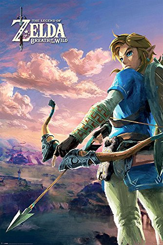 empireposter The Legend of Zelda - Breath of The Wild - Hyrule Scene Landscape - Videospiel Poster Plakat Druck - Größe 61x91,5 cm + 2 St Posterleisten Kunststoff 62 cm transparent