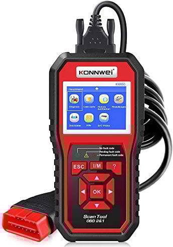 KONNWEI OBD2 Diagnosegerät Universal KFZ-Fehlercode-Lesegerät für Europäische OBD II/EOBD Protokolle nach 2003 (Rot)